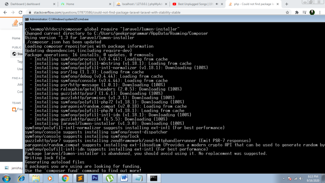 Problem in composer create-project – JAMIN